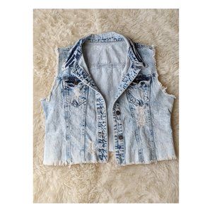 Acid Wash Denim Vest
